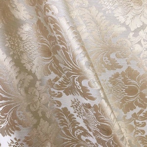CHAMPAGNE Damask Jacquard Brocade Flower Floral Fabric 110 In. Sold by ...
