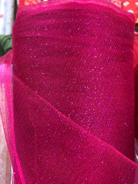 FUCHSIA PINK Sparkle Glitter Tulle Decoration Event Fabric