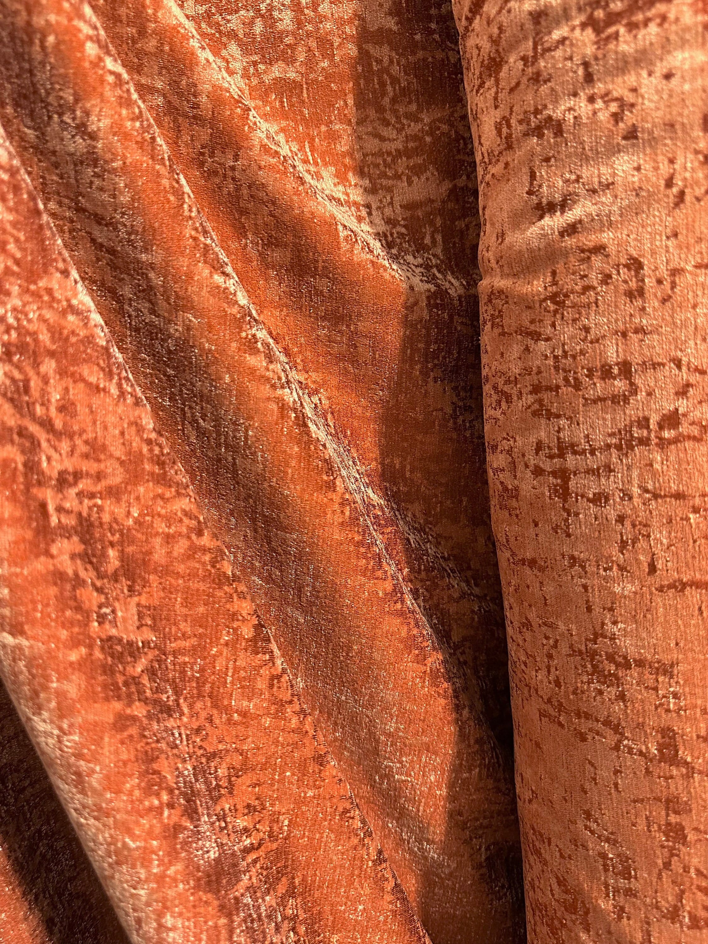 Burnt Orange Stretch Velvet Fabric by Yard, Rust Stretch Velvet