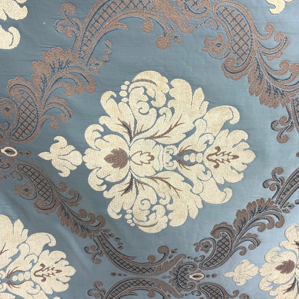Blue Damask Fabric Etsy