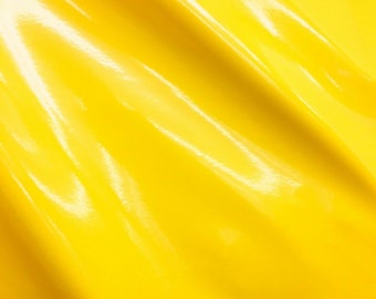 SUNFLOWER YELLOW Shiny Glossy PVC Pleather Stretch Fabric (58 in.) Sold By The Yard
