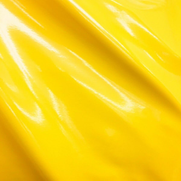 SUNFLOWER YELLOW Shiny Glossy PVC Pleather Stretch Fabric (58 in.) Sold By The Yard