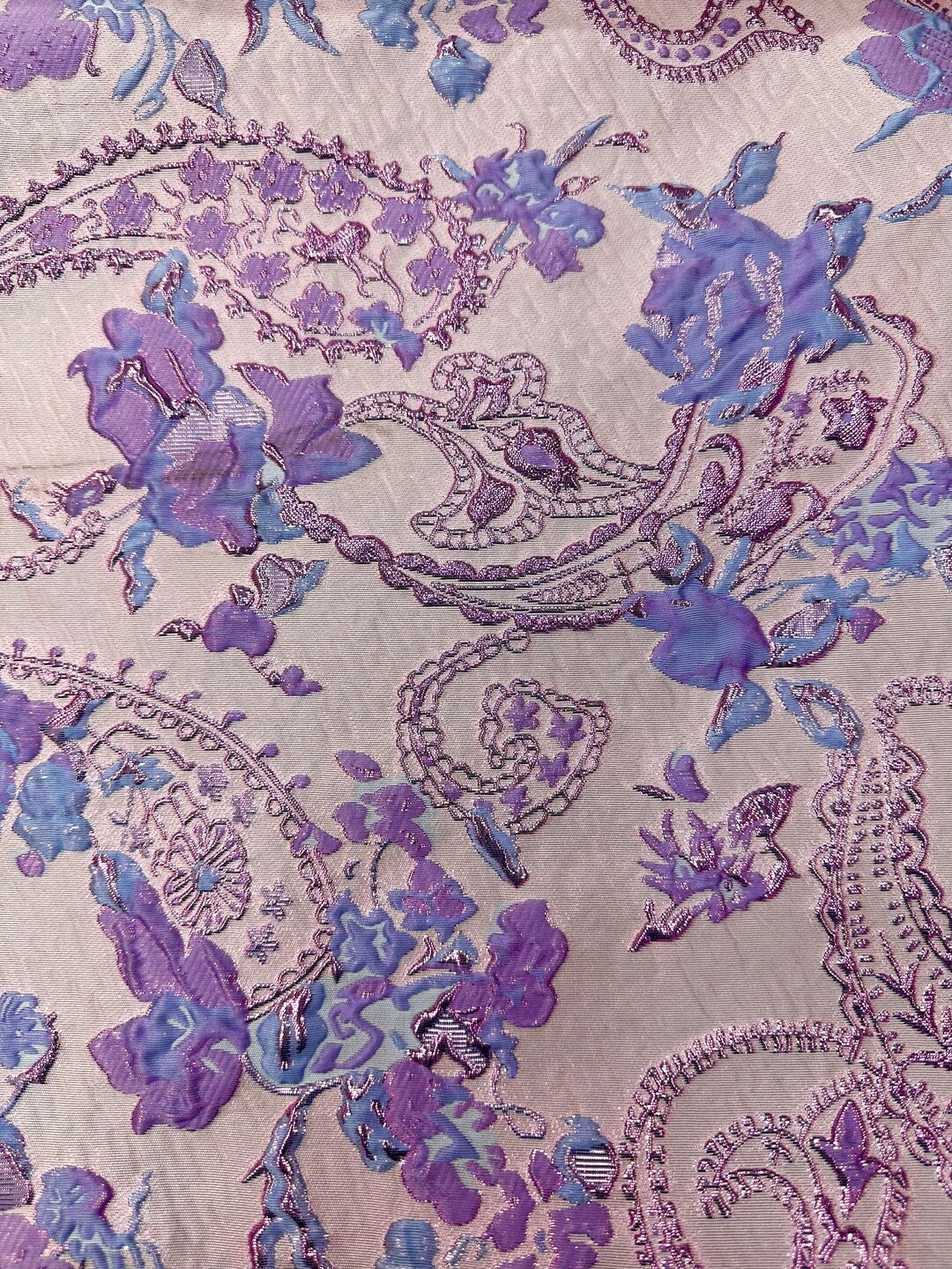 PURPLE BLUE Floral Paisley Brocade Fabric (60 In.) Sold by the Yard - Etsy