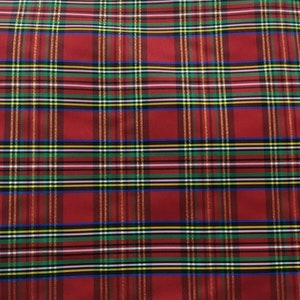 Red Multicolor Metallic Plaid Taffeta Fabric (60 in.) Sold By The Yard