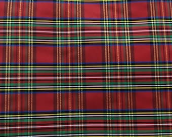 Red Multicolor Metallic Plaid Taffeta Fabric (60 in.) Sold By The Yard