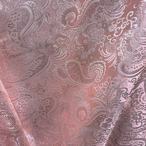 1m baby pink silver floral METALLIC BROCADE JACQUARD FABRIC 58" WIDE 