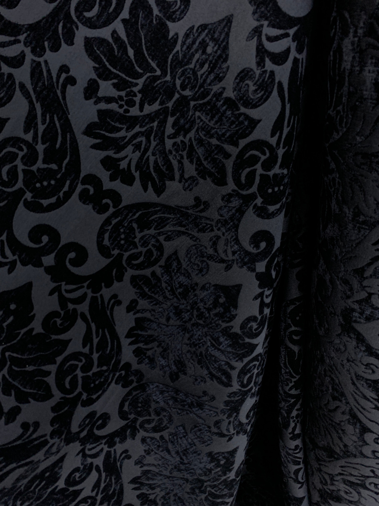 BLACK Damask Chenille Upholstery Brocade Fabric 54 In. Sold Etsy