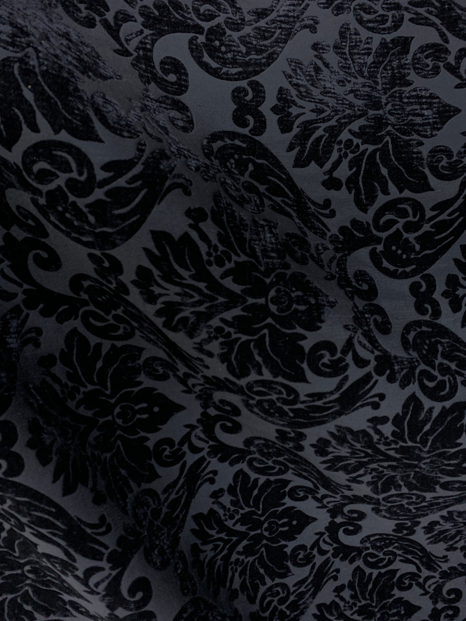 BLACK Damask Chenille Upholstery Brocade Fabric 54 In. Sold Etsy