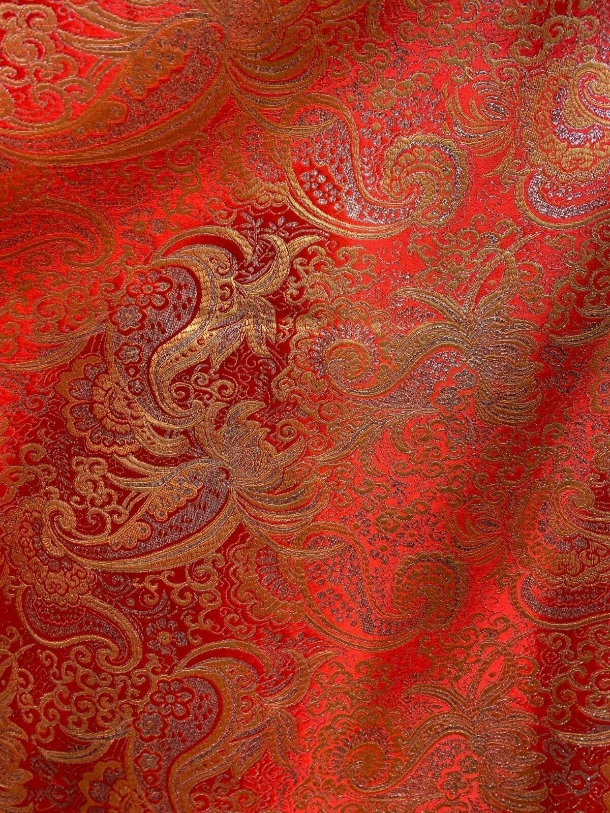 Red Gold Silver Metallic Paisley Brocade Fabric 60 In. Sold - Etsy