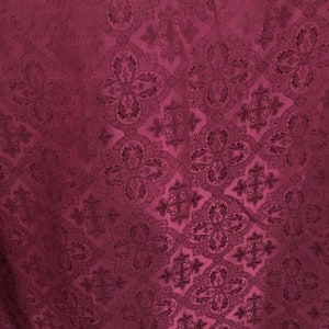BURGUNDY Liturgical Cross Brocade Fabric (60 in.) Sold By The Yard