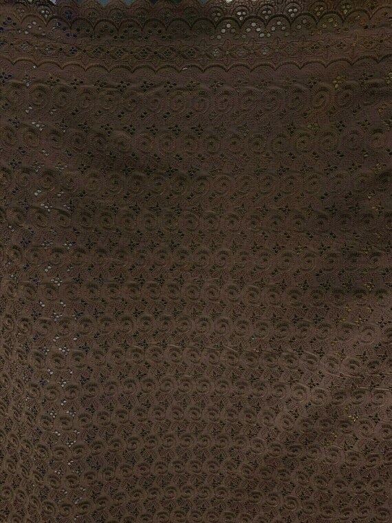 CHOCOLATE BROWN Floral Cotton Eyelet Embroidered Fabric 45 In