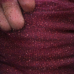 Sparkle Tulle Glitter Fabric - Red - Tulle Fabric with Sparkle Glitter Sold  By Yard