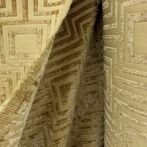 GOLD Geometric Chenille Upholstery Brocade Fabric 54 In. Sold by the ...