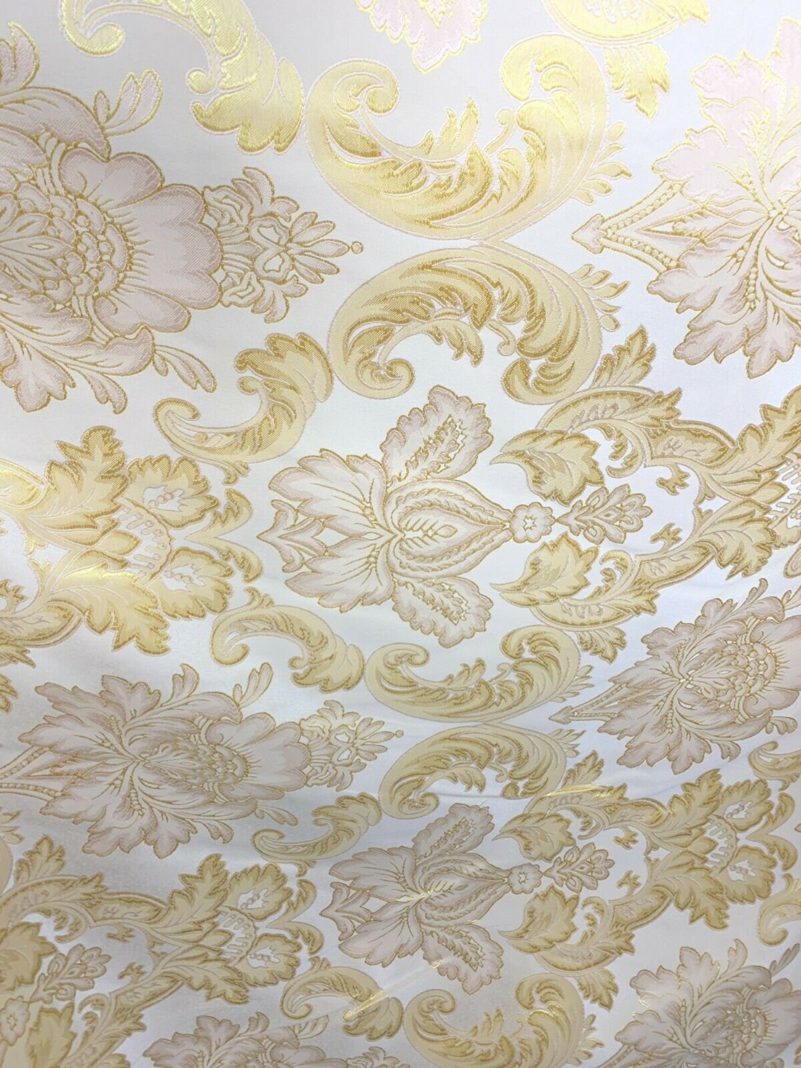 IVORY GOLD Damask Brocade Upholstery Drapery Fabric 110 In. Etsy