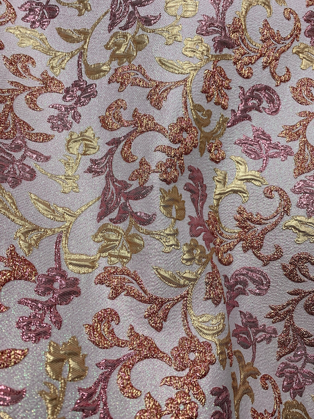 PINK GOLD Floral Brocade Fabric 60 In. Sold by the Yard - Etsy