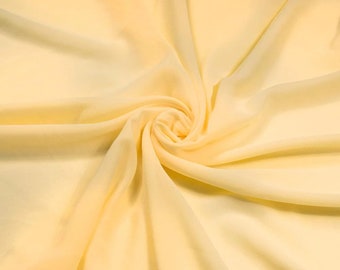 CREAM Sheer Solid Polyester Chiffon Fabric (60 in.) Sold By The Yard