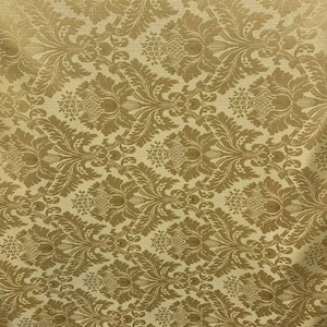 GOLD Damask Jacquard Brocade Flower Floral Fabric (110 in.) Sold By The Yard