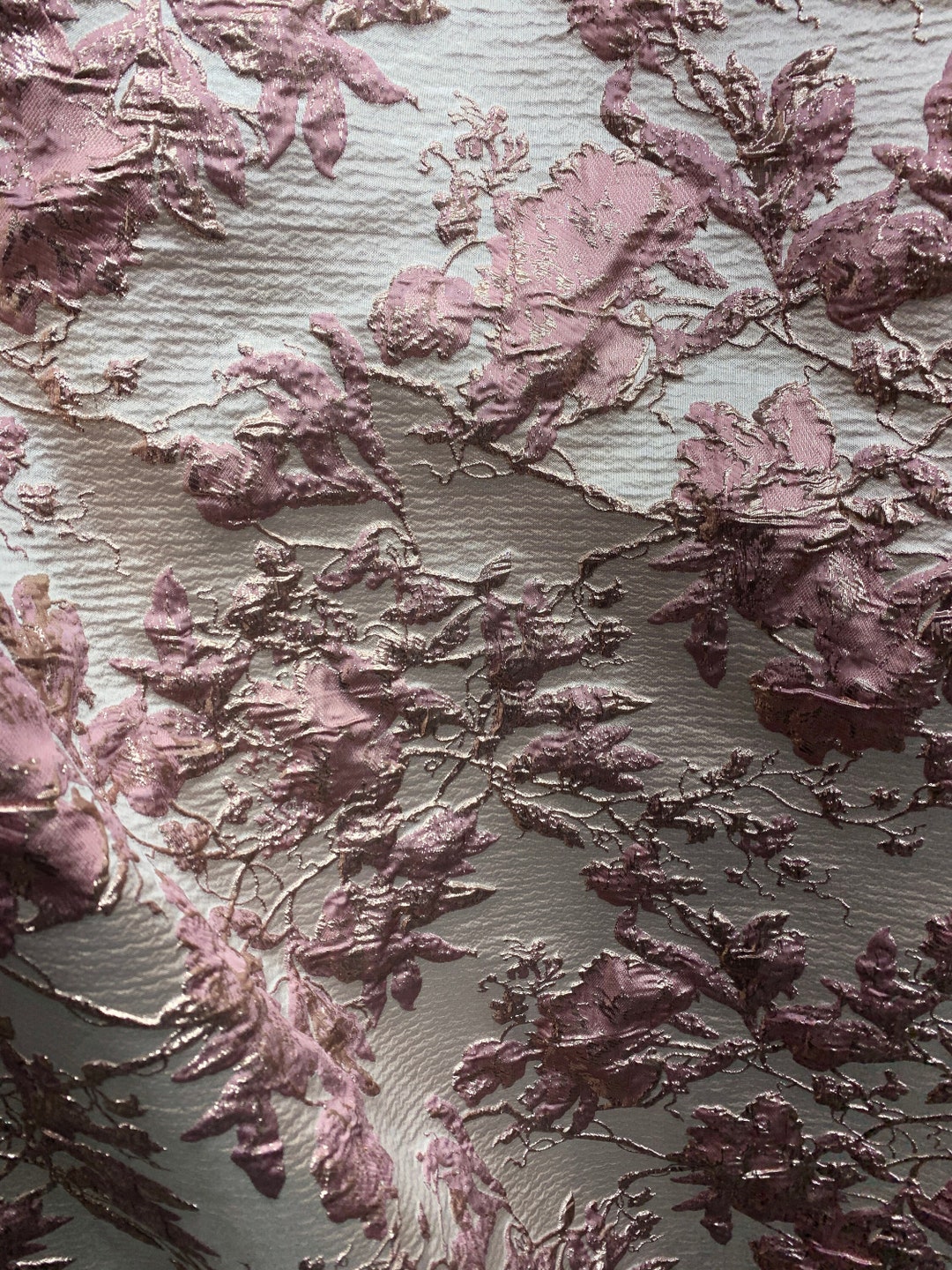 Blush Pink Rose Gold Floral Brocade Fabric (60 In.) Sold by the Yard - Etsy