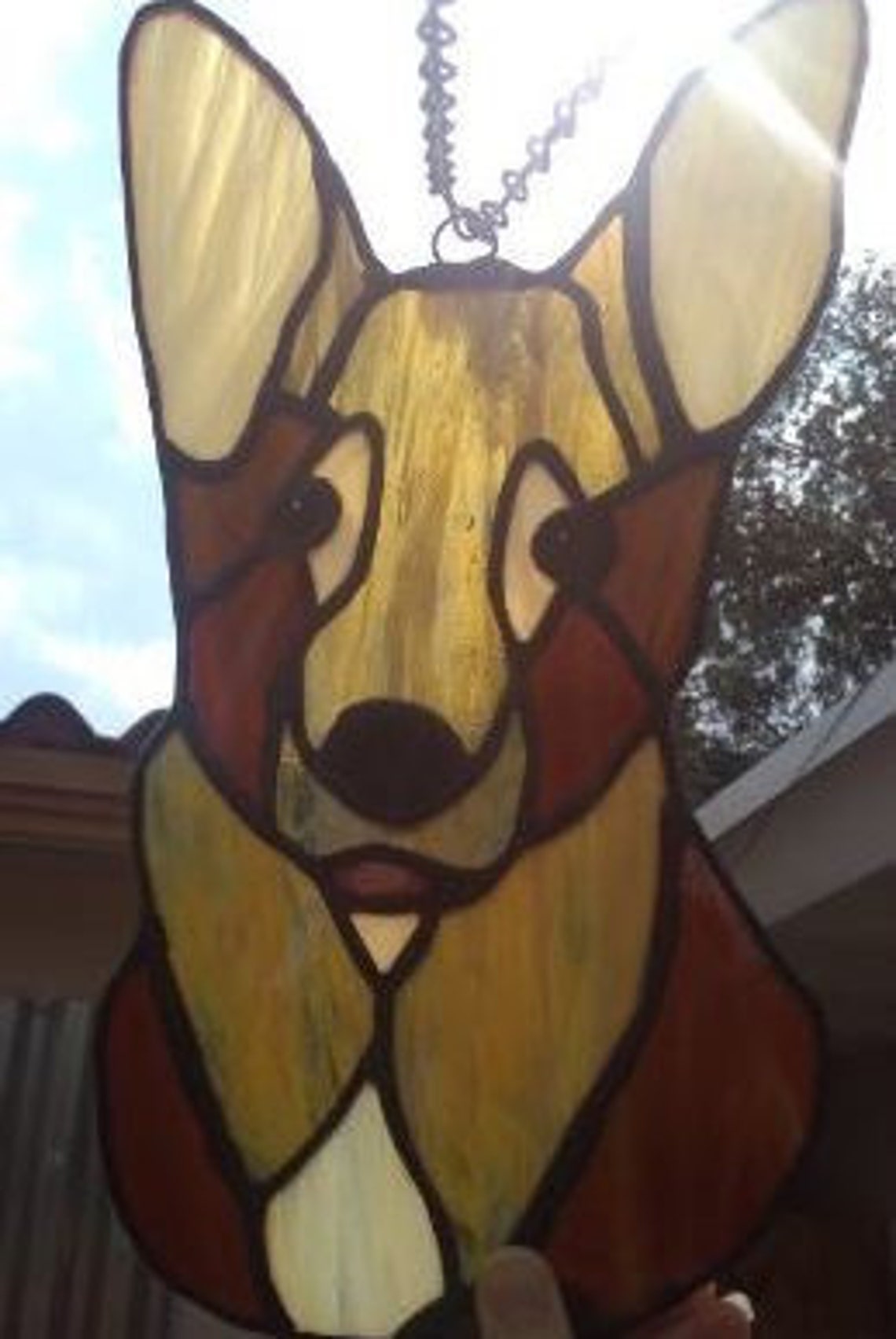 Stained Glass German Shepherd With Real Shellacked Bone Etsy