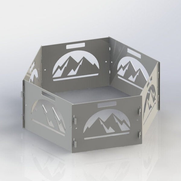 Portable Fire Pit DXF File - Mountain Scene - Firepit CNC