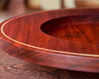 Large wooden serving plate | Wood padouk with ash elements