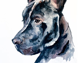 Custom Dog Portrait Watercolor: hand painted commission of your dog, Memorial or Pet Loss gift