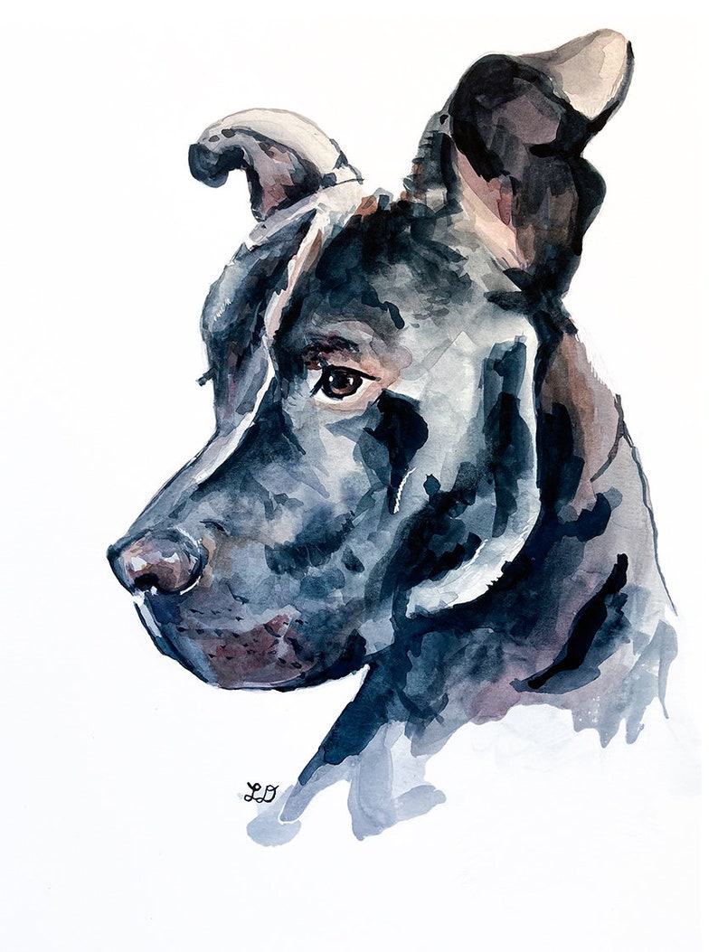 Custom Dog Portrait Watercolor: hand painted commission of your dog, Memorial or Pet Loss gift image 1