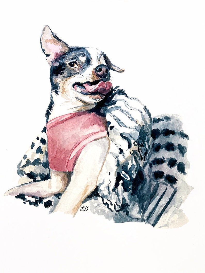 Custom Dog Portrait Watercolor: hand painted commission of your dog, Memorial or Pet Loss gift image 5