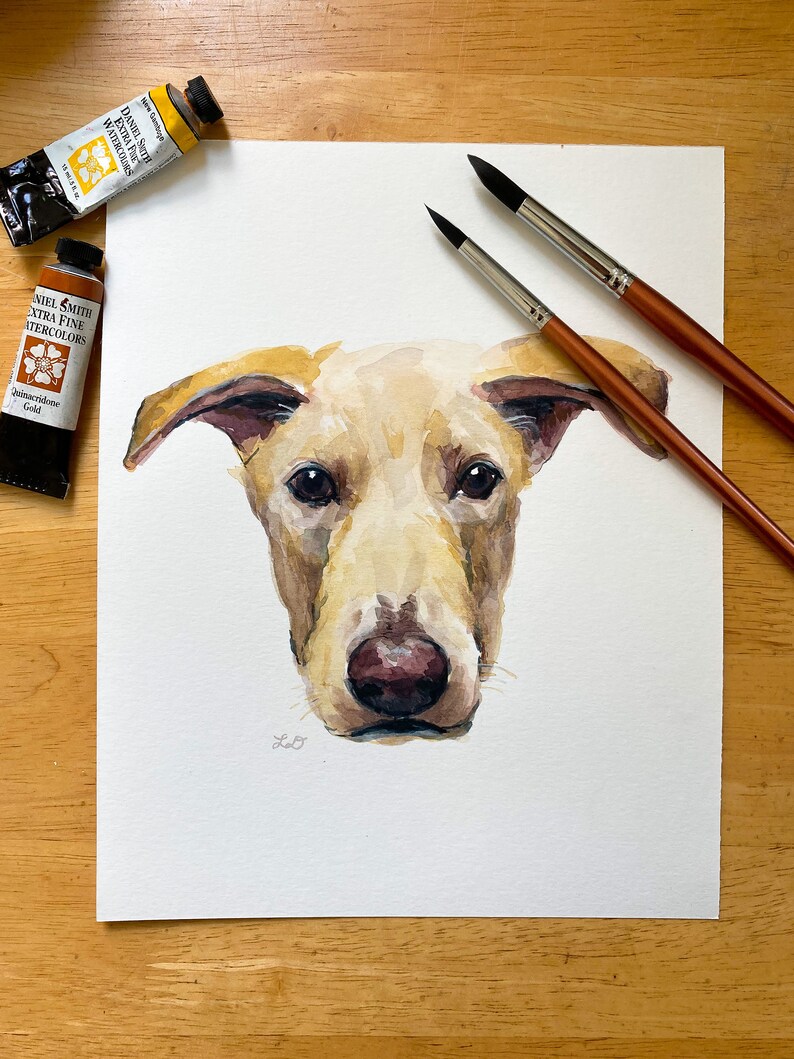 Custom Dog Portrait Watercolor: hand painted commission of your dog, Memorial or Pet Loss gift image 2