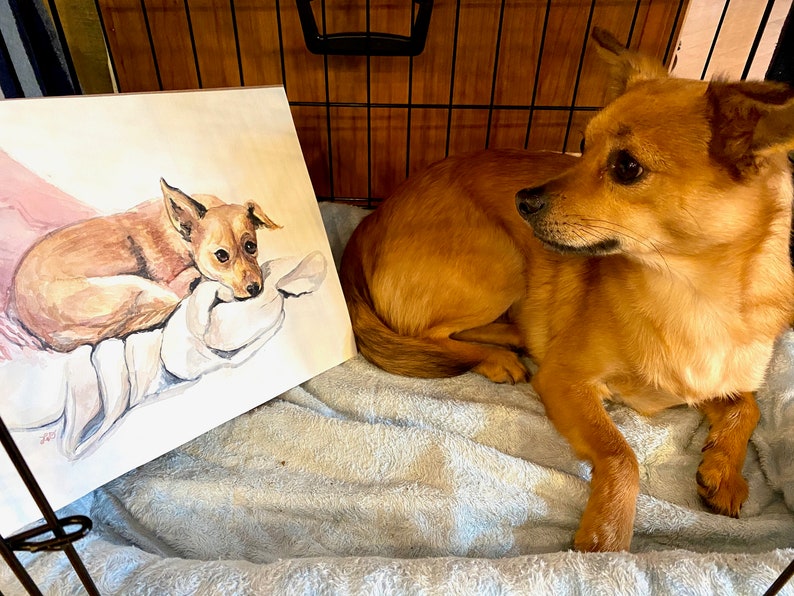 Custom Dog Portrait Watercolor: hand painted commission of your dog, Memorial or Pet Loss gift image 3