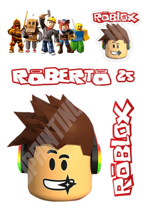 Personalized Roblox Characters Set Of Decoration Icing Wafer Etsy - roblox characters import