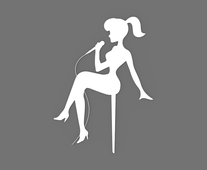 Download Girl Sitting Silhouette Cake Topper 60702 Microphone ...