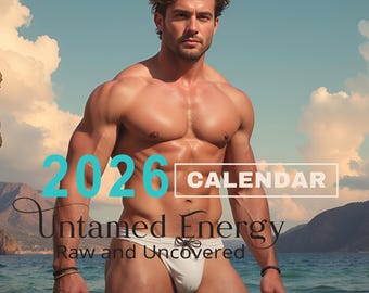 2026 Calendar #06 - (Spiral Fold Design,11x17&quot; Unfolded) - Mature Content - Young Hunks Calendar - Gay Art Gift - LGBTQ Gift