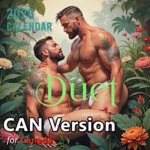 2026 Wall Calendar #13CA- Duet (11x16.5") - Mature Content - Gay Couples - Gay Lover-Bodybuilder Muscle Hunks Calendar