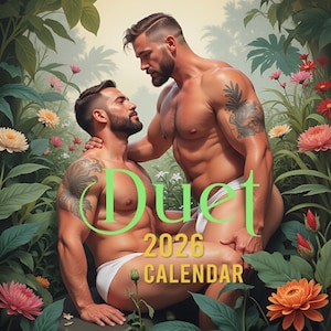 2026 Wall Calendar #13CA/USA- Duet (11x16.5") - Mature Content - Gay Couples - Gay Lover-Bodybuilder Muscle Hunks Calendar