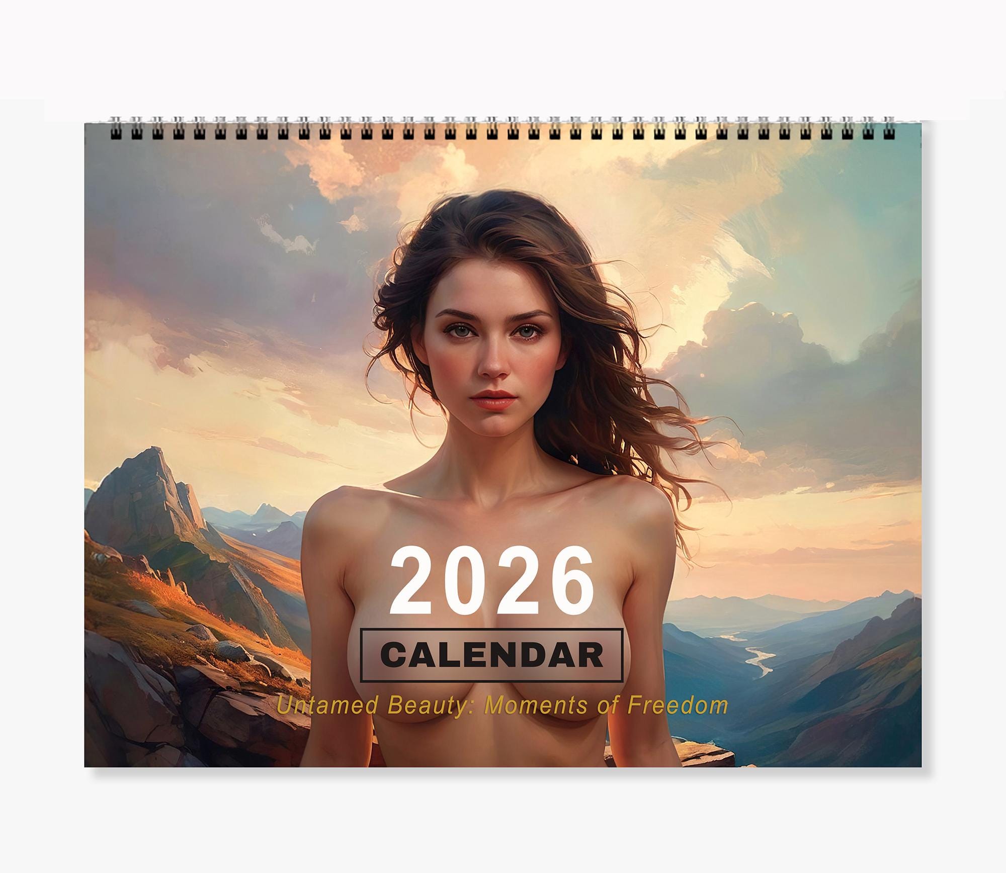 2026 Calendar #04- Untamed Beauty (Spiral Fold Design, 11x17" Unfolded) - Mature Content - Hot Girls Calendar - Woman Nude Calendar