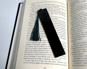 Black Iridescent Gradient Glitter Resin Bookmark, Glitter Bookmark