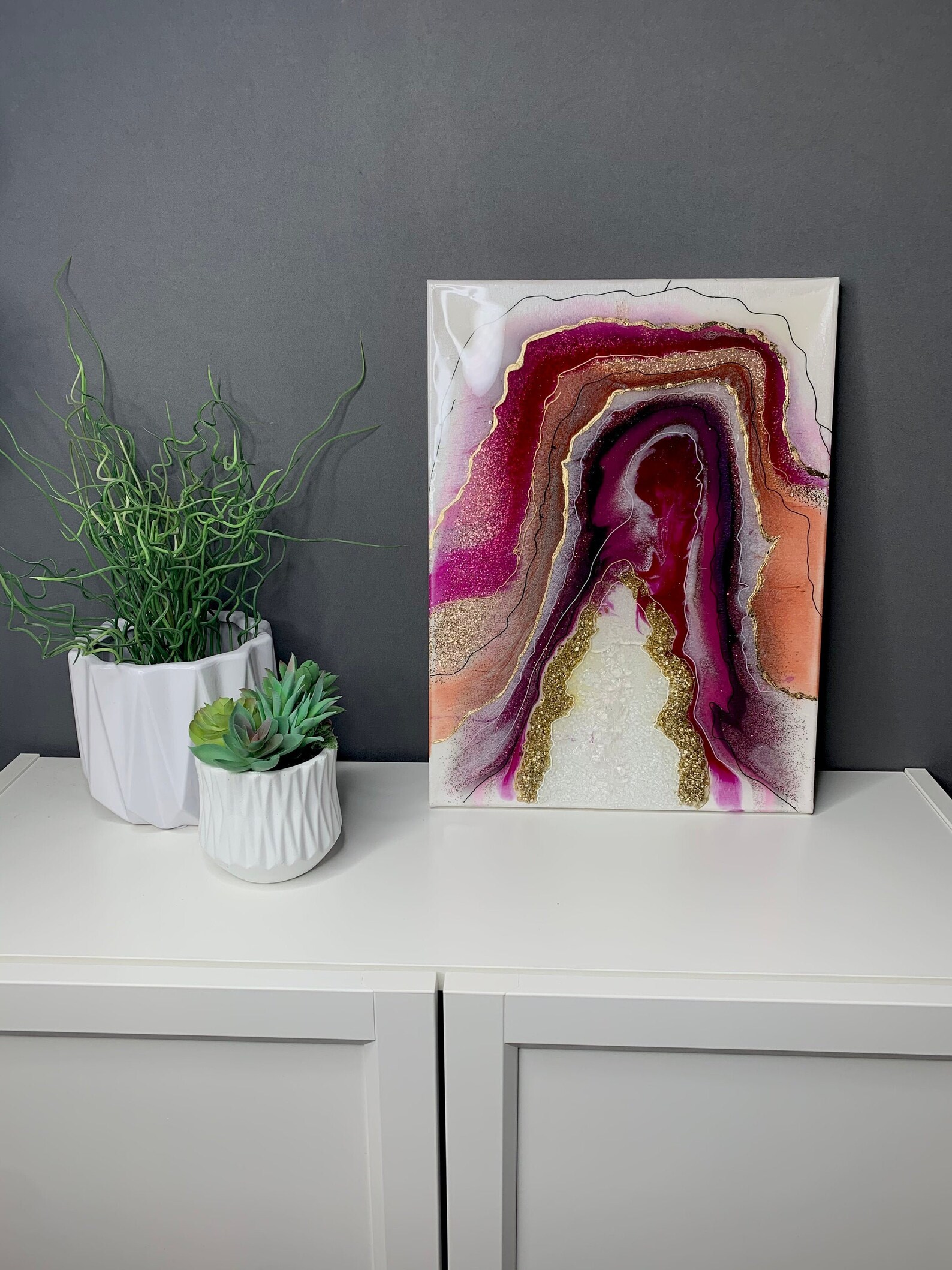 Pink Themed Geode Wall Hanging Resin Geode Wall Art Glam Etsy
