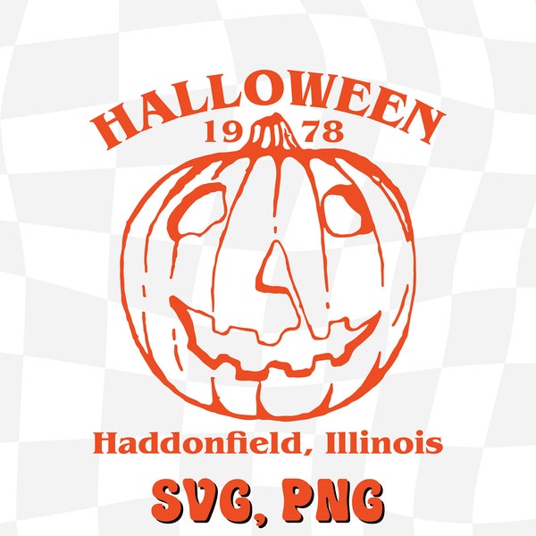 Halloween 1978 Pumpkin SVG, Myers pumpkin, Haddonfield lllinois SVG, Vintage Halloween PNG, Halloween Pumpkin Face, Retro Michael Myers