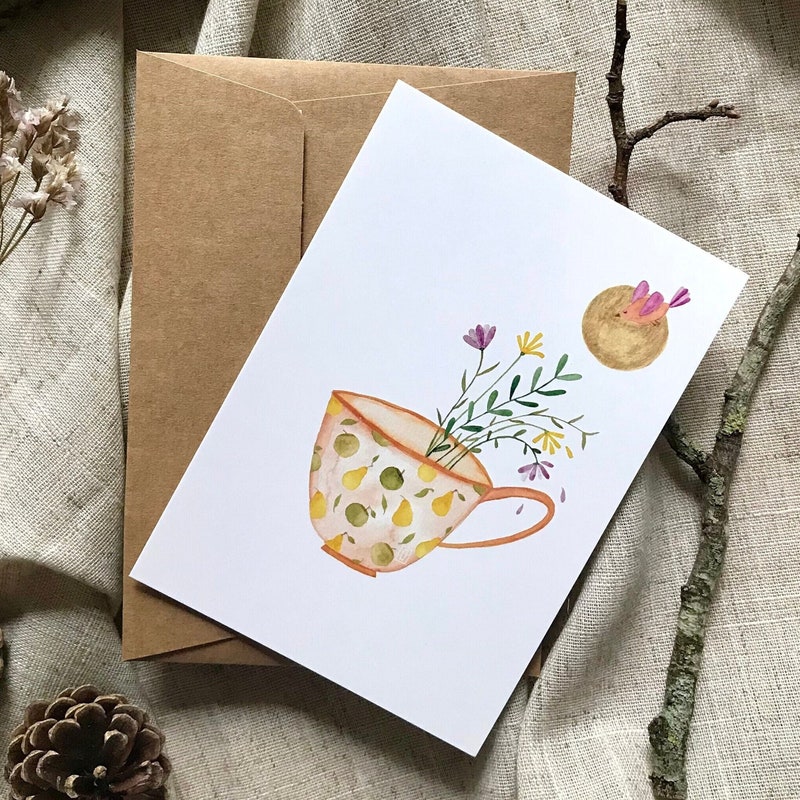 Watercolor Greeting Cards Tea Cup Mother's Day - Etsy