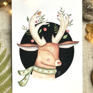 Postkarte, Grußkarte, Weihnachtskarte 'Weihnachtshirsch' Format A6 105x148 mm