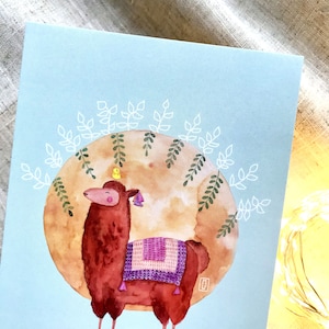 Carte 'Lama' format A6 105x148 mm - animal mignon aquarelle - souvenir Argentine et Patagonie - idéal cadeau fête des mères et pères image 8