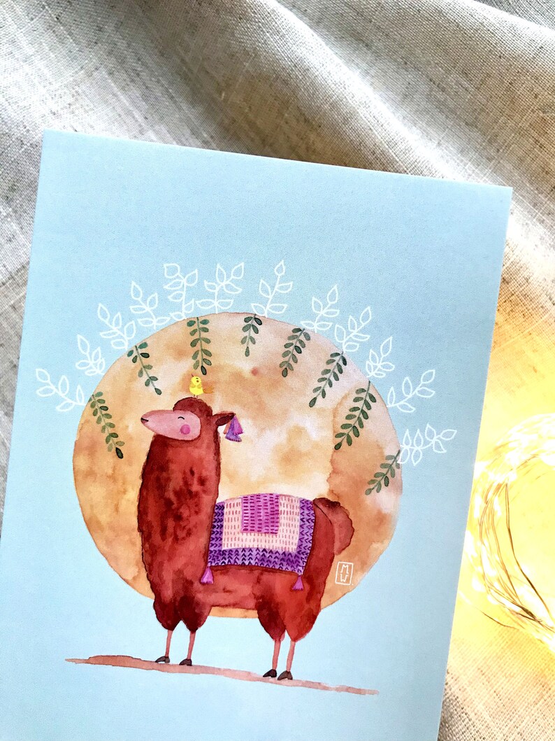 Carte 'Lama' format A6 105x148 mm - animal mignon aquarelle - souvenir Argentine et Patagonie - idéal cadeau fête des mères et pères image 8