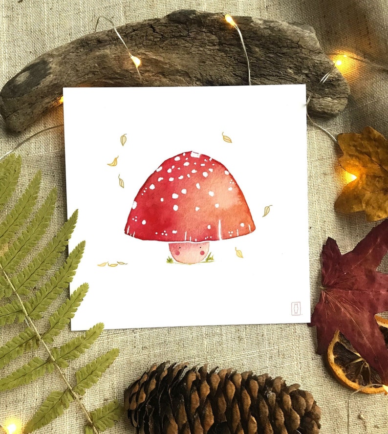 Carte 'Champignon rouge' Carte de Voeux Carte d'été format carré 120x120 mm image 1