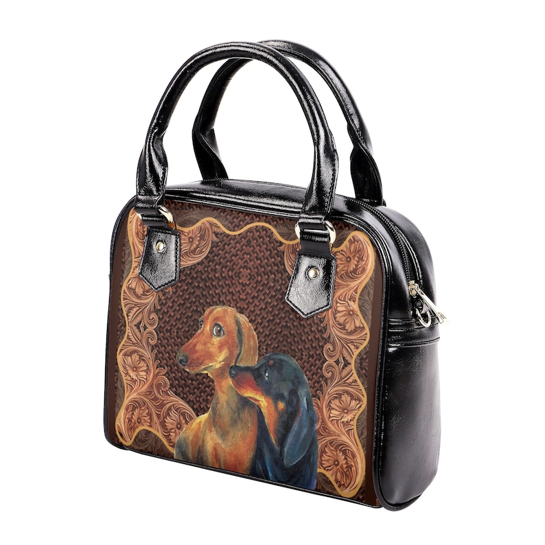 Dachshund Dog Wood Floral Handbag,dachshund Handbag,dog Bag,leather Bag