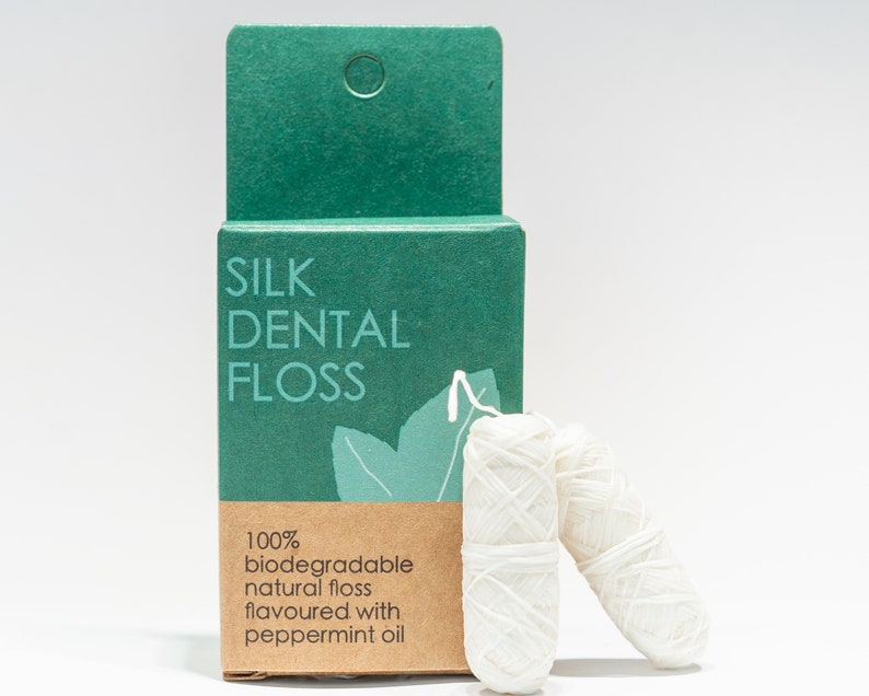 Natural Silk Dental FlossPlastic Free 100% Biodegradable Eco Floss Peppermint Flavoured Zero Waste Product Compostable Natural Oral Care image 4