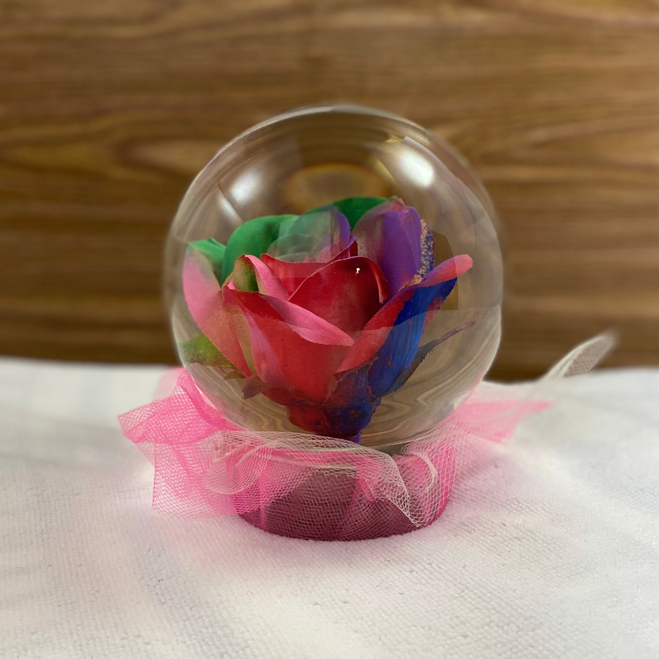 Rainbow Forever Rose in Water Globe, Rose Globe, Colored Rose, Forever