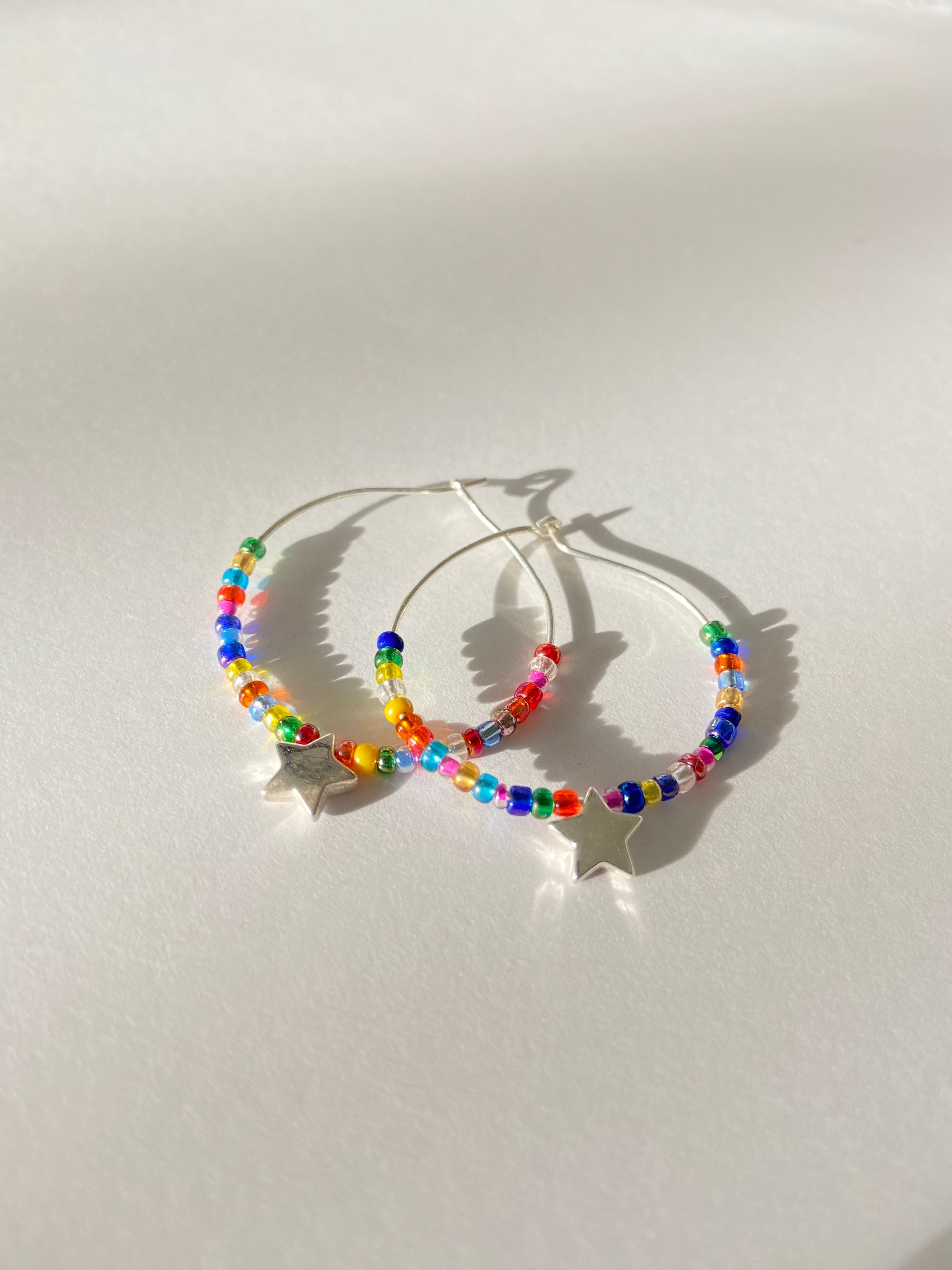 Beaded Hoop Earrings Etsy
