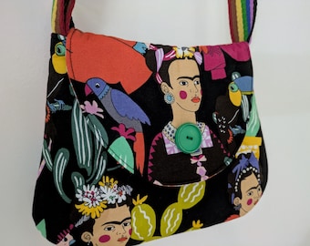Frida Khalo bag with rainbow strap
