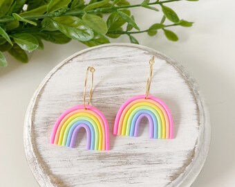 Pastel rainbow earrings deals